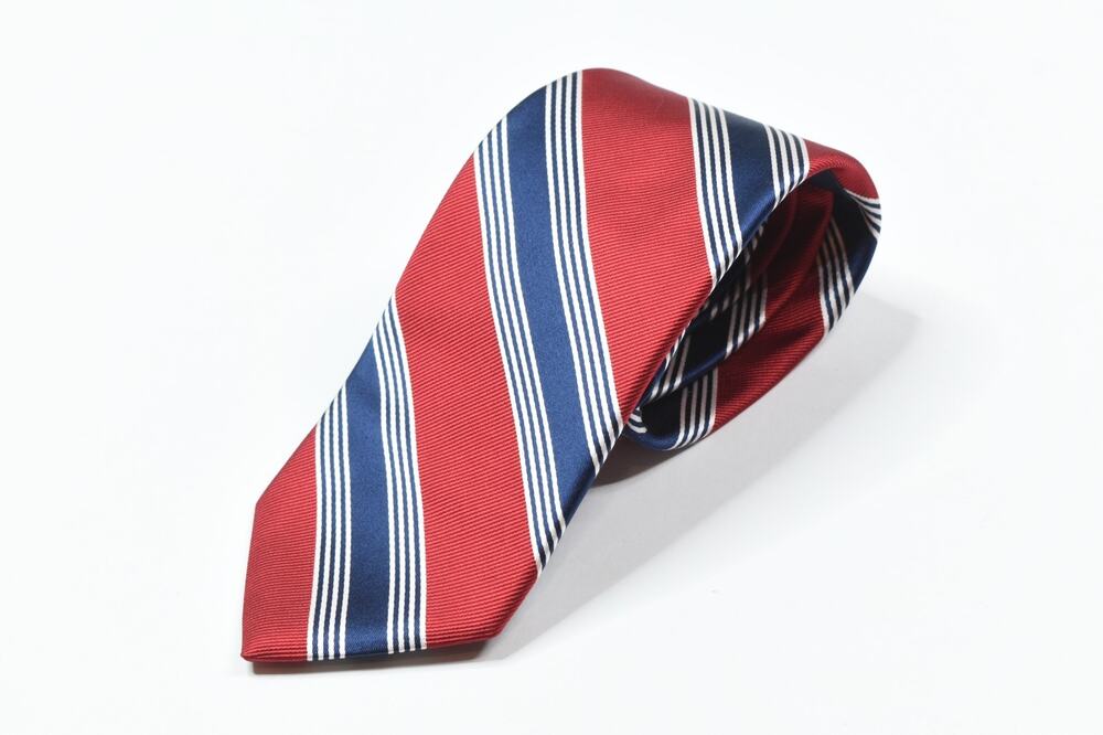 Brooks Brothers 346 Neck Tie Mens Red Blue Stripe 100% Silk Classic